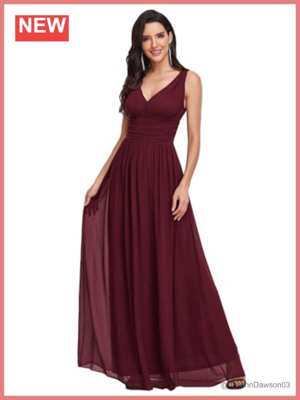 Ever-Pretty Womens Bridesmaid Dress V-Neck Sleeveless A Line Chiffon Floor